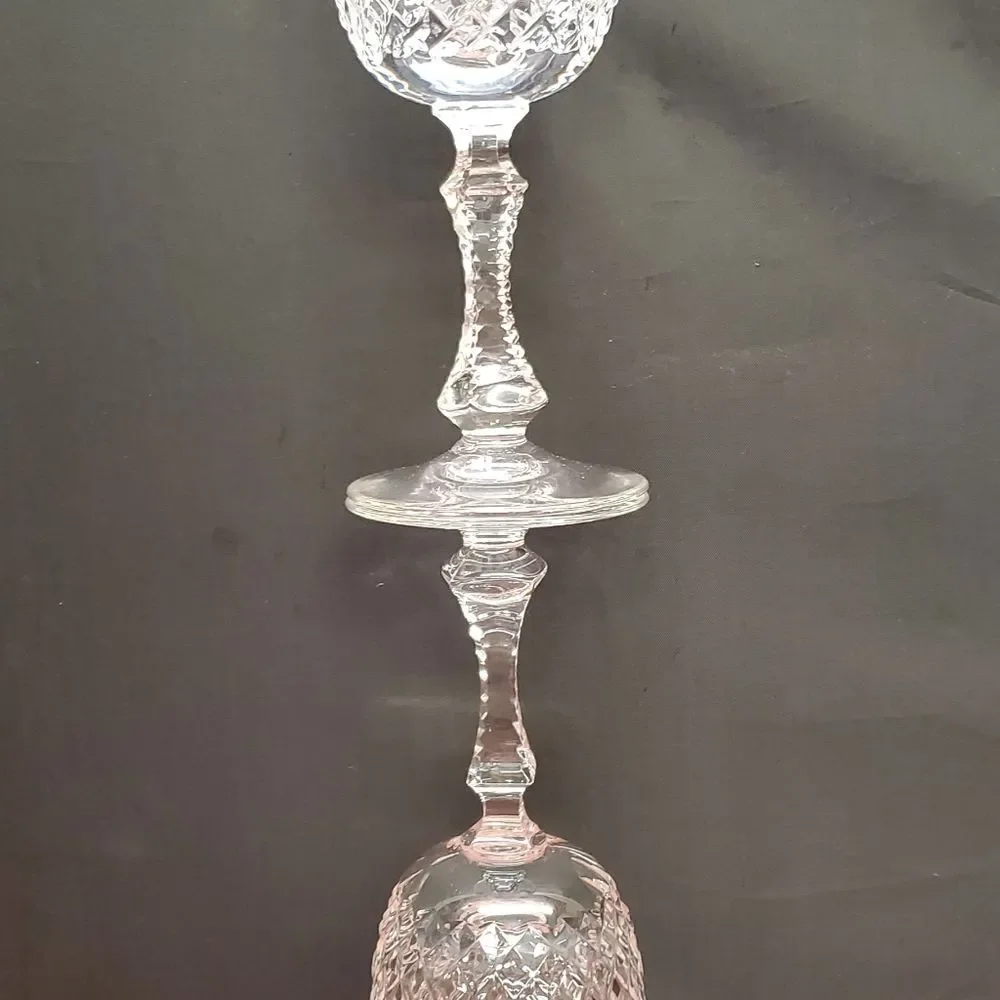 Vintage PARMA by Josair Diamond Crystal Cut Stemware Wine Glasses